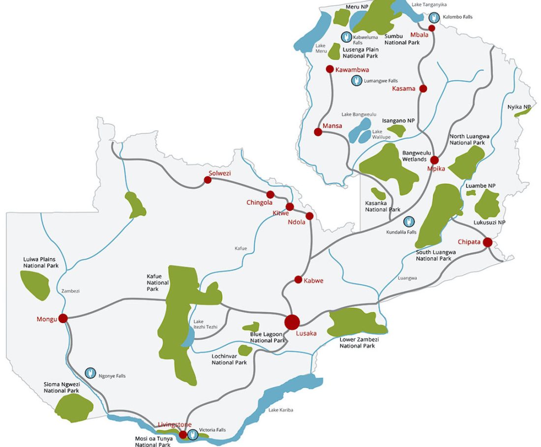 Map of Zambia Parks